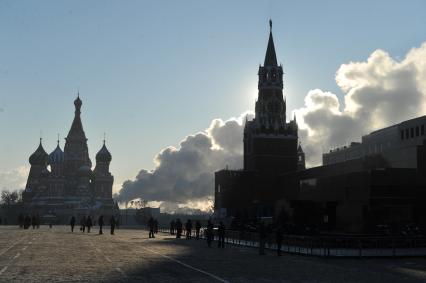 Красная площадь в морозный зимний день. 27 января 2012 года.