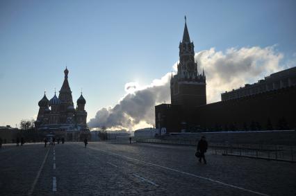 Красная площадь в морозный зимний день. 27 января 2012 года.