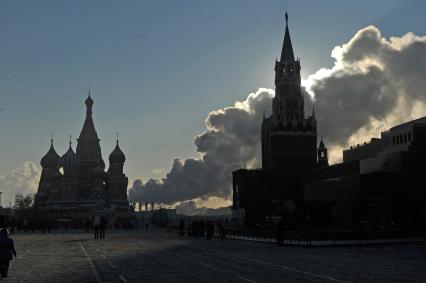 Красная площадь в морозный зимний день. 27 января 2012 года.