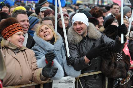 Москве.  Пушкинская площадь. Митинг в поддержку Жириновского. На снимке: участники митинга.