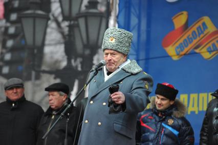 Москве.  Пушкинская площадь. Митинг в поддержку Жириновского. На снимке: лидер ЛДПР, депутат Государственной Думы Владимир Жириновский.