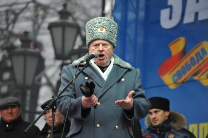 Москве.  Пушкинская площадь. Митинг в поддержку Жириновского. На снимке: лидер ЛДПР, депутат Государственной Думы Владимир Жириновский.