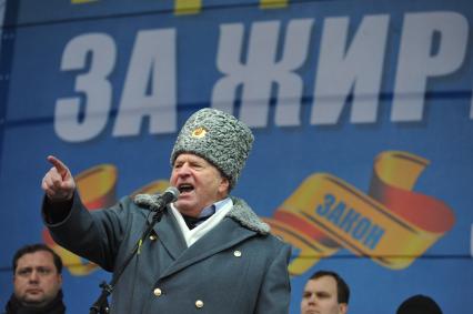 Москве.  Пушкинская площадь. Митинг в поддержку Жириновского. На снимке: лидер ЛДПР, депутат Государственной Думы Владимир Жириновский.