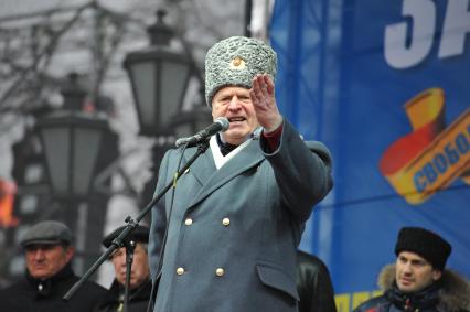 Москве.  Пушкинская площадь. Митинг в поддержку Жириновского. На снимке: лидер ЛДПР, депутат Государственной Думы Владимир Жириновский.