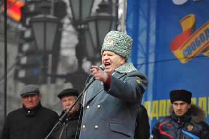 Москве.  Пушкинская площадь. Митинг в поддержку Жириновского. На снимке: лидер ЛДПР, депутат Государственной Думы Владимир Жириновский.