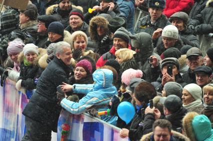 Спорткомплекс `Лужники`. Митинг `Защитим страну!` в поддержку кандидата в президенты России Владимира Путина. На снимке: мэр Москвы Сергей Собянин.