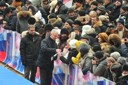 Спорткомплекс `Лужники`. Митинг `Защитим страну!` в поддержку кандидата в президенты России Владимира Путина. На снимке: мэр Москвы Сергей Собянин.