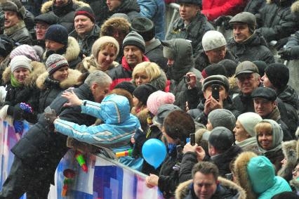 Спорткомплекс `Лужники`. Митинг `Защитим страну!` в поддержку кандидата в президенты России Владимира Путина. На снимке: мэр Москвы Сергей Собянин.