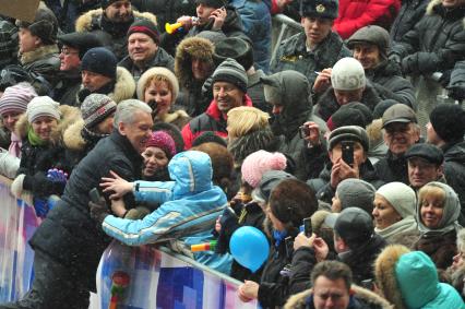 Спорткомплекс `Лужники`. Митинг `Защитим страну!` в поддержку кандидата в президенты России Владимира Путина. На снимке: мэр Москвы Сергей Собянин.