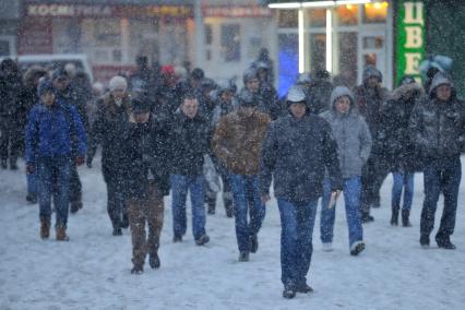 Снегопад в городе.