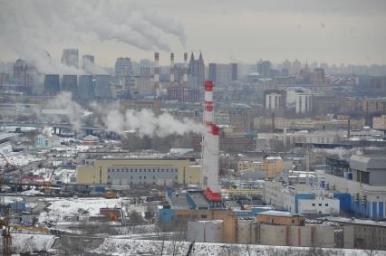 Московский международный деловой центр `Москва-Сити`. Вид сверху на Москву с одной из башен комплекса `Федерация`.