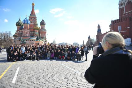 Группа туристов на Красной площади.