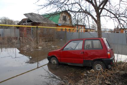 Участок под Тулой затопило в результате разлива реки.