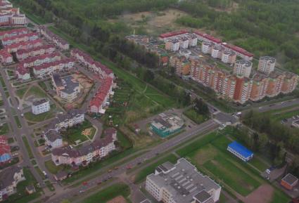 Вид на коттеджные поселки ближнего подмосковья( ныне Москвы) с самолета.