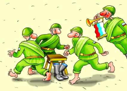 Карикатура на тему армейского быта.