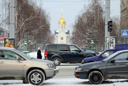 Новосибирск. Заснеженная улица.