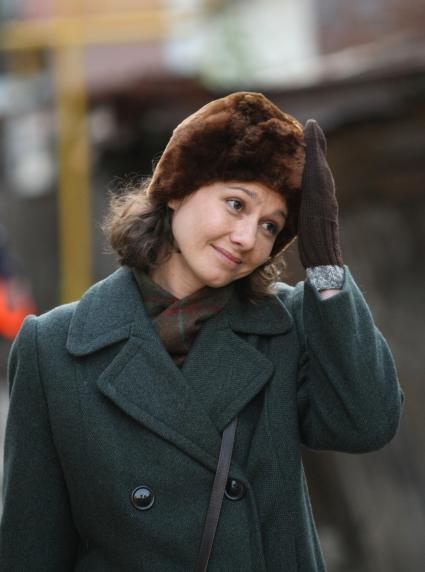 Актриса Полина Агуреева на съемках фильма `Жизнь и судьба` в Самаре.