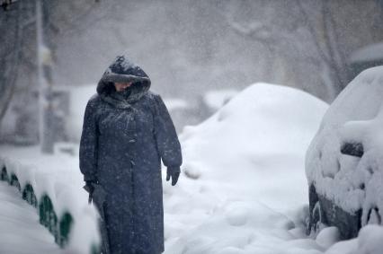 Снегопад в городе.