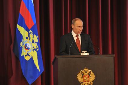 Расширенное заседание коллегии МВД России. На снимке: президент РФ Владимир Путин
