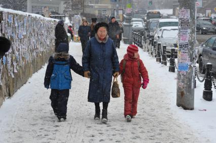 Снегопад в Москве.