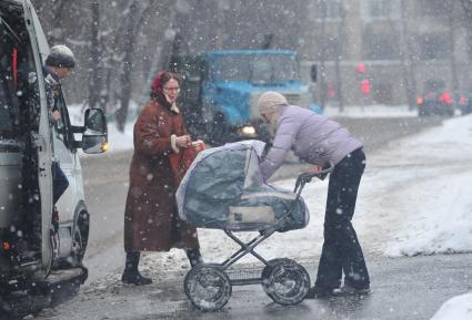 Снегопад в Москве.