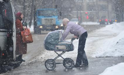 Снегопад в Москве.