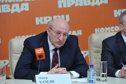ИД `Комсомольская правда`. Пресс-центр. На снимке: председатель Управления по развитию туризма Арабской Республики Египет Насер Хамди.