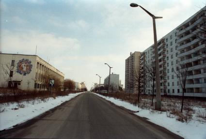 Последствия Чернобыльской АЭС. На снимке: город Припять.