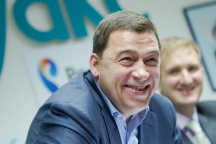 Губернатор Свердловской области Евгений Куйвашев на пресс-конфеернции.