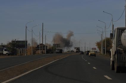 Оренбургская область. Донгузский испытательный военый полигон, где произошел взрыв боеприпасов.