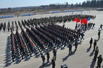 Полигон Алабино. Репетиция парада Победы. На снимке: войска МЧС России