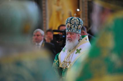 Храм Христа Спасителя. Вербное воскресенье. На снимке: патриарх Московский и всея Руси Кирилл во время литургии.