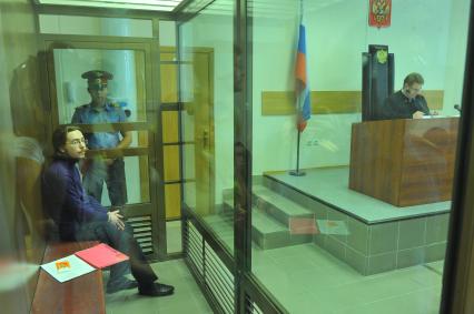 Дорогомиловский суд Москвы. На снимке: обвиняемый в совершении ДТП на Кутузовском проспекте 15 августа 2012, повлекшее смерть двух человек иеромонах Илия (Павел Семин) во время слушания.