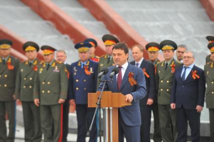 День памяти и скорби. Церемония открытия Федерального военного мемориального кладбища (ФВМК) в Мытищинском районе МО. На снимке: врио губернатора МО Андрей Воробьев (в центре).