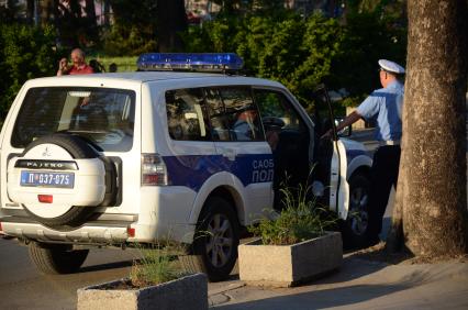 Визит главы МЧС В. Пучкова в Сербию. На снимке: полицейские Сербии.