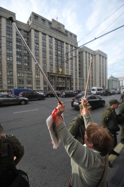 Несанкионированная акция в поддержку блогера, основателя антикоррупционного проекта `РосПил` Алексея Навального, обвиняемого в растрате имущества `Кировлеса` и приговоренного Ленинским судом г.Кирова к пяти годам лишения свободы. Митинг прошел на Манежной площади.