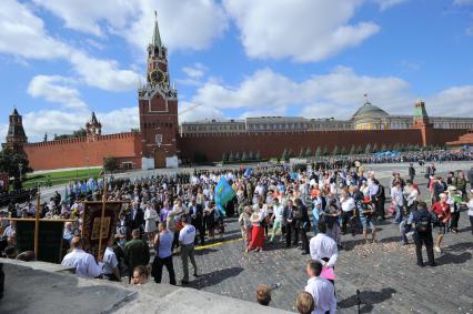 Красная площадь.  Празднование Дня Воздушно-десантных войск РФ .  На снимке: литургия по павшим воинам