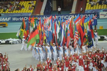 СК \"Лужники\".  Церемония открытия чемпионата мира по легкой атлетике 2013.