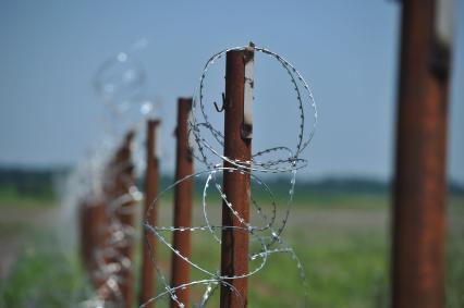 п. Елань-Колено. Люди против добычи никеля в Новохоперском районе. На снимке:  забор с колючей проволокой.