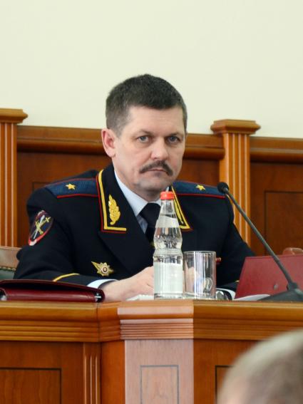 Заседание коллегии Главного управления МВД по городу Москве. На снимке: начальник ГУ МВД России по г. Москве Анатолий Якунин