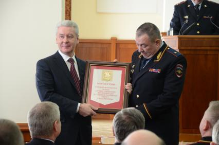 Заседание коллегии Главного управления МВД по городу Москве. На снимке: мэр Москвы Сергей Собянин (слева).