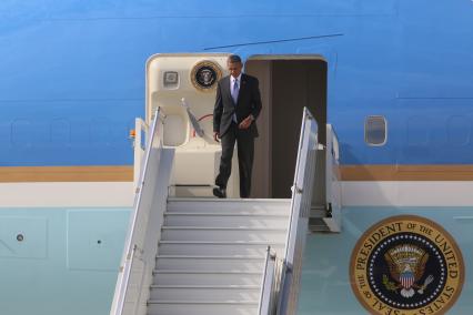 Саммит G20 в Санкт-Петербурге. На снимке: президент США Барак Обама  в аэропорту `Пулково`