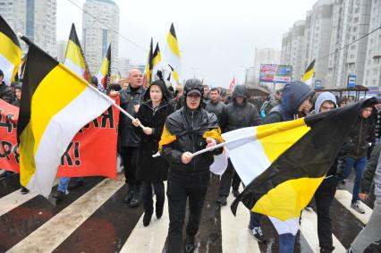 День народного единства. На снимке: митингующие во время акции `Русский марш` в Люблино.