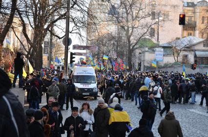 Евромайдан. Акция сторонников евроинтеграции Украины у здания правительства Украины.