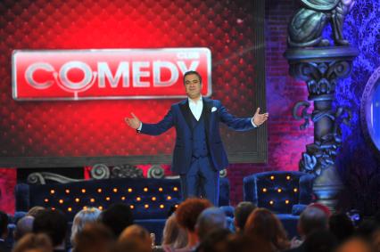 Cъемки новогодней передачи `Comedy Club`. На снимке: резидент `Comedy Club` Гарик Мартиросян.