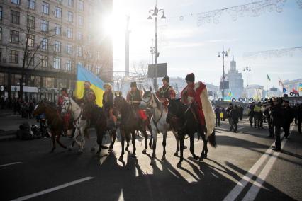 Казачьи патрули на улицах Киева.