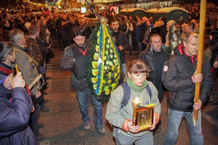 Похороны погибших в беспорядках в Киеве.