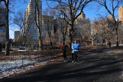 Центральный парк (англ. Central Park) в Нью-Йорке. На снимке: люди на пробежке.