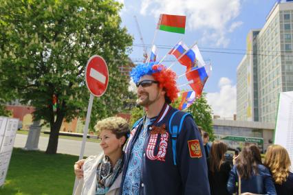 Российские болельщики на чемпионате мира по хоккею в Минске.