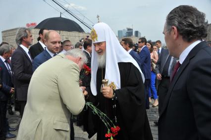 Церемония открытия памятника Героям Первой мировой войны на Поклонной горе. На снимке: патриарх Московский и всея Руси Кирилл.